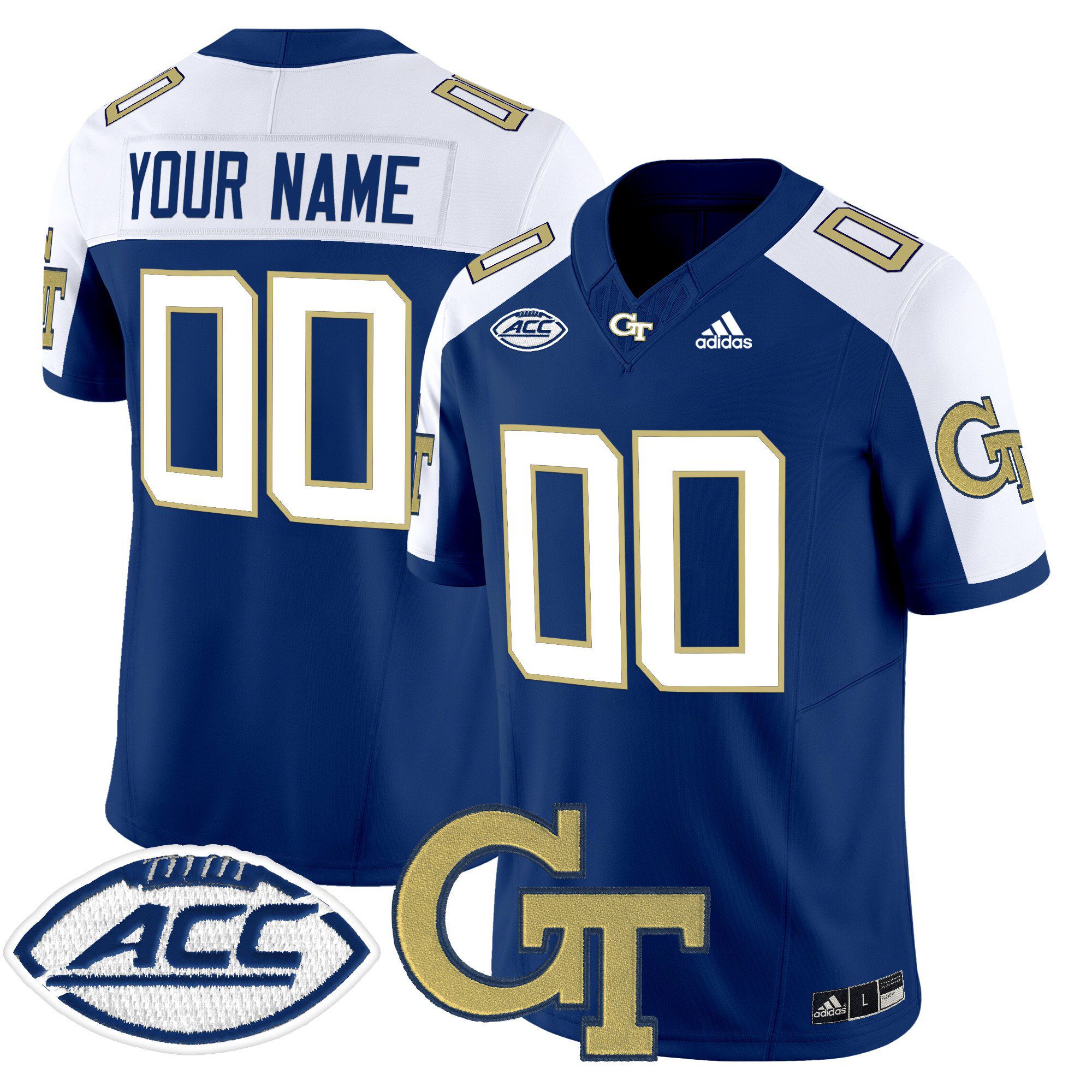 Men Georgia Tech Blue Adidas 2024 Vapor Limited Custom NCAA Jersey->more ncaa teams->NCAA Jersey